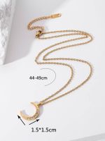 Stainless Steel 18K Gold Plated Simple Style Moon Heart Shape Zircon Pendant Necklace main image 3