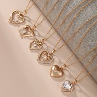 Xuping Sweet Simple Style Heart Shape Alloy Copper Alloy Plating Inlay Artificial Gemstones 18k Gold Plated Women's Pendant Necklace main image 1