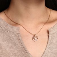 Xuping Sweet Simple Style Heart Shape Alloy Copper Alloy Plating Inlay Artificial Gemstones 18k Gold Plated Women's Pendant Necklace main image 4