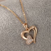 Xuping Sweet Simple Style Heart Shape Alloy Copper Alloy Plating Inlay Artificial Gemstones 18k Gold Plated Women's Pendant Necklace main image 10