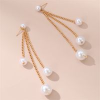 1 Pair Casual Romantic Round Three-dimensional Artificial Pearl Alloy Drop Earrings sku image 1