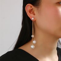 1 Pair Casual Romantic Round Three-dimensional Artificial Pearl Alloy Drop Earrings main image 3