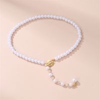 Elegant Sweet Round Heart Shape Artificial Pearl Toggle Beaded Women's Pendant Necklace sku image 1