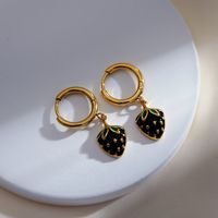 1 Pair Elegant Commute Fruit Plating Stainless Steel 18k Gold Plated Drop Earrings main image 3