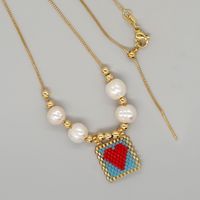 Lady Heart Shape Glass Glass Women's Pendant Necklace sku image 1