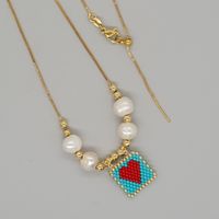 Lady Heart Shape Glass Glass Women's Pendant Necklace sku image 3