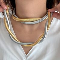 Retro Simple Style Geometric Stainless Steel 18k Gold Plated Bracelets Necklace Jewelry Set main image 2