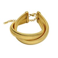 Retro Simple Style Geometric Stainless Steel 18k Gold Plated Bracelets Necklace Jewelry Set sku image 5