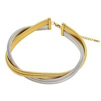 Retro Simple Style Geometric Stainless Steel 18k Gold Plated Bracelets Necklace Jewelry Set sku image 10