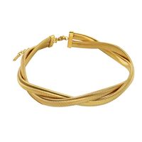 Retro Simple Style Geometric Stainless Steel 18k Gold Plated Bracelets Necklace Jewelry Set sku image 11