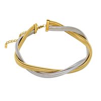 Retro Simple Style Geometric Stainless Steel 18k Gold Plated Bracelets Necklace Jewelry Set sku image 9