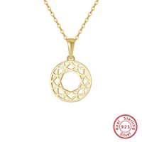 Simple Style Geometric Round Sterling Silver Plating Hollow Out 14k Gold Plated Silver Plated Pendant Necklace sku image 1