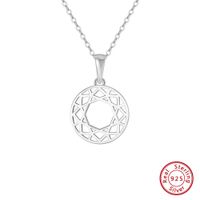 Simple Style Geometric Round Sterling Silver Plating Hollow Out 14k Gold Plated Silver Plated Pendant Necklace sku image 2