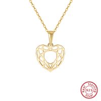 Einfacher Stil Geometrisch Herzform Sterling Silber Überzug Aushöhlen 14 Karat Vergoldet Versilbert Halskette Mit Anhänger main image 5