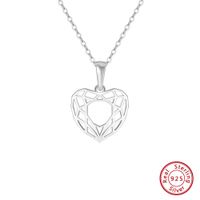 Simple Style Geometric Heart Shape Sterling Silver Plating Hollow Out 14k Gold Plated Silver Plated Pendant Necklace sku image 1