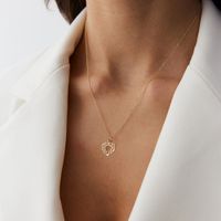 Simple Style Geometric Heart Shape Sterling Silver Plating Hollow Out 14k Gold Plated Silver Plated Pendant Necklace main image 3
