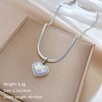 Simple Style Classic Style Heart Shape Titanium Steel Inlay Shell Pendant Necklace sku image 2