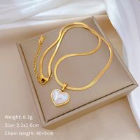 Simple Style Classic Style Heart Shape Titanium Steel Inlay Shell Pendant Necklace sku image 1