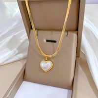 Simple Style Classic Style Heart Shape Titanium Steel Inlay Shell Pendant Necklace main image 3