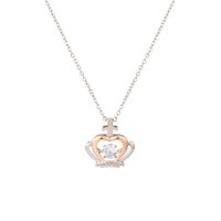 Sweet Shiny Human Heart Shape Crown Copper Plating Inlay Zircon 18k Gold Plated Pendant Necklace main image 7