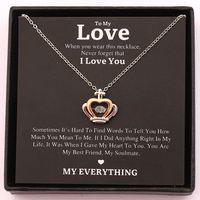 Sweet Shiny Human Heart Shape Crown Copper Plating Inlay Zircon 18k Gold Plated Pendant Necklace main image 1