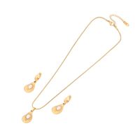 Stainless Steel 18K Gold Plated Lady Plating Inlay Round Pearl Earrings Necklace sku image 1