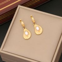 Stainless Steel 18K Gold Plated Lady Plating Inlay Round Pearl Earrings Necklace main image 7