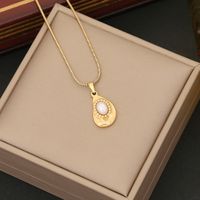 Stainless Steel 18K Gold Plated Lady Plating Inlay Round Pearl Earrings Necklace main image 6