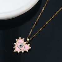 Simple Style Heart Shape Titanium Steel Copper Enamel Plating Inlay Zircon Gold Plated Pendant Necklace main image 3