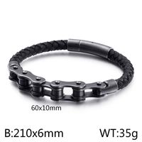 Hip-hop Geometric Stainless Steel Leather Braid Men's Bracelets sku image 12