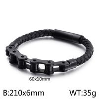 Hip Hop Geométrico Acero Inoxidable Cuero Trenza Hombres Pulsera sku image 5