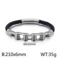 Hip Hop Geométrico Acero Inoxidable Cuero Trenza Hombres Pulsera sku image 4