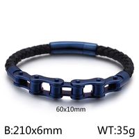 Hip-hop Geometric Stainless Steel Leather Braid Men's Bracelets sku image 7