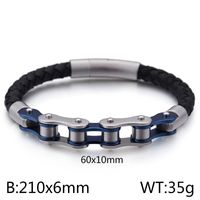 Hip-hop Geometric Stainless Steel Leather Braid Men's Bracelets sku image 8