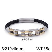 Hip Hop Geométrico Acero Inoxidable Cuero Trenza Hombres Pulsera sku image 10