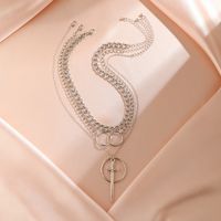 Wholesale Jewelry Hip-Hop Retro Exaggerated Geometric Alloy Iron Copper Layered Chain Three Layer Necklace main image 3
