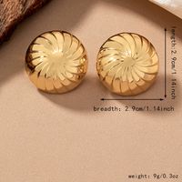 1 Pair Exaggerated Simple Style Round Swirl Pattern Plating Alloy Ferroalloy 14k Gold Plated Ear Studs main image 2