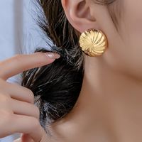 1 Pair Exaggerated Simple Style Round Swirl Pattern Plating Alloy Ferroalloy 14k Gold Plated Ear Studs main image 1