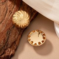 1 Pair Exaggerated Simple Style Round Swirl Pattern Plating Alloy Ferroalloy 14k Gold Plated Ear Studs main image 4