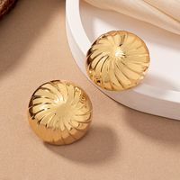1 Pair Exaggerated Simple Style Round Swirl Pattern Plating Alloy Ferroalloy 14k Gold Plated Ear Studs main image 3