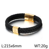 Estilo Simple Geométrico Ancla Piel De Vaca Acero Titanio Enchapado Chapados en oro de 18k Hombres Brazalete sku image 1