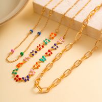 Wholesale Jewelry Retro Sweet Circle Butterfly Alloy Iron Copper Enamel Necklace main image 4