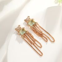 1 Pair Cute Xuping Bear Tassel Plating Inlay Alloy Copper Alloy Artificial Gemstones 18k Gold Plated Drop Earrings main image 5