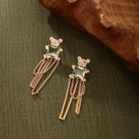 1 Pair Cute Xuping Bear Tassel Plating Inlay Alloy Copper Alloy Artificial Gemstones 18k Gold Plated Drop Earrings main image 1