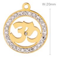 1 Piece Stainless Steel Rhinestones 18K Gold Plated Round Number main image 2