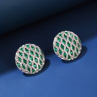 1 Pair Simple Style Shiny Round Plating Inlay Copper Zircon White Gold Plated Ear Studs main image 5
