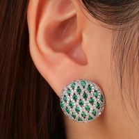 1 Pair Simple Style Shiny Round Plating Inlay Copper Zircon White Gold Plated Ear Studs main image 4