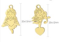 1 Piece Stainless Steel 18K Gold Plated Angel Heart Shape main image 2