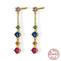 1 Pair Vintage Style Lady Tassel Plating Inlay Sterling Silver Zircon 18k Gold Plated White Gold Plated Drop Earrings main image 1