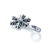 Retro Shiny Snowflake Sterling Silver Plating Inlay Zircon Rhodium Plated Charms Jewelry Accessories main image 3